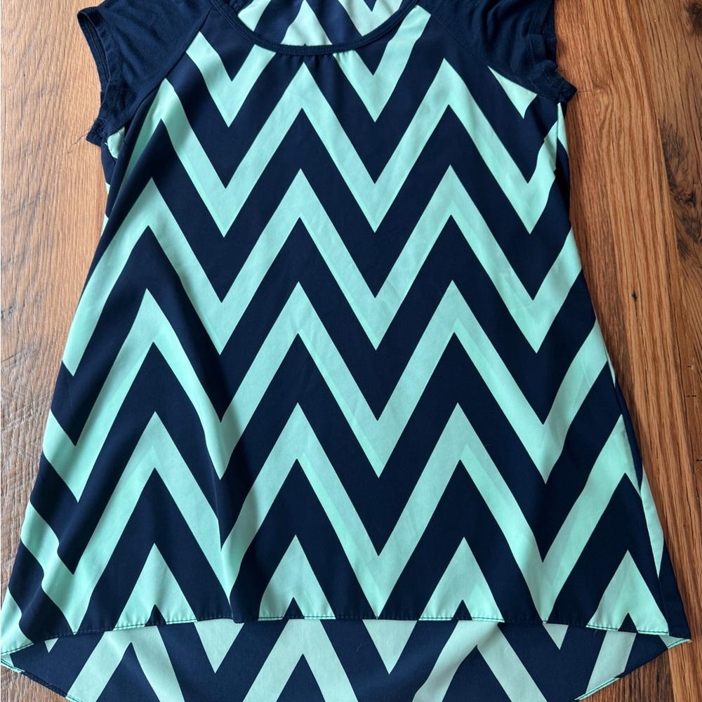 Moa Moa Navy and Blue Asymmetrical Blouse
